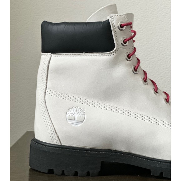 Timberland Premium 6-Inch Boots Men's 9.5 M White Red Waterproof Nubuck Leather - Picture 10 of 14